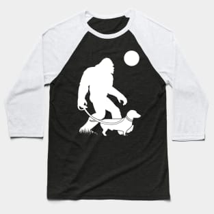 Bigfoot Walking Dachshund Baseball T-Shirt